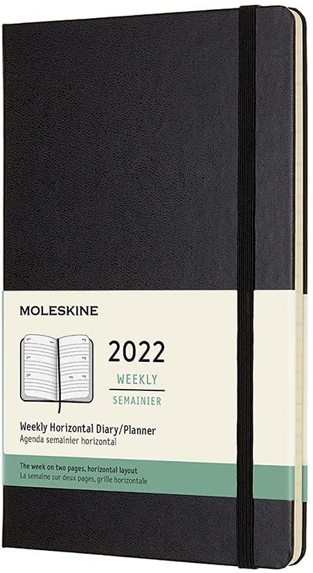 Agenda 2022 - 12-Month Weekly Horizontal Planner - Large, Hard Cover - Black | Moleskine