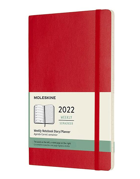 Agenda 2022 - 12-Month Weekly Planner - Large, Soft Cover - Scarlet Red | Moleskine