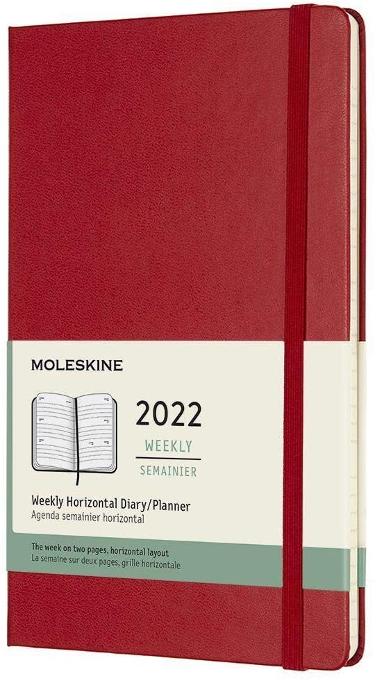 Agenda 2022 - 12-Month Weekly Horizontal Planner - Large, Hard Cover - Scarlet Red | Moleskine