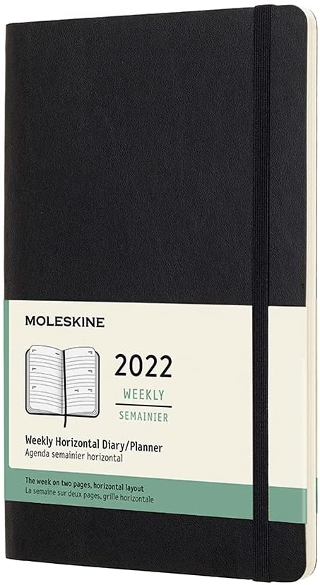 Agenda 2022 - 12-month Weekly Horizontal Planner - Large, Soft Cover - Black | Moleskine