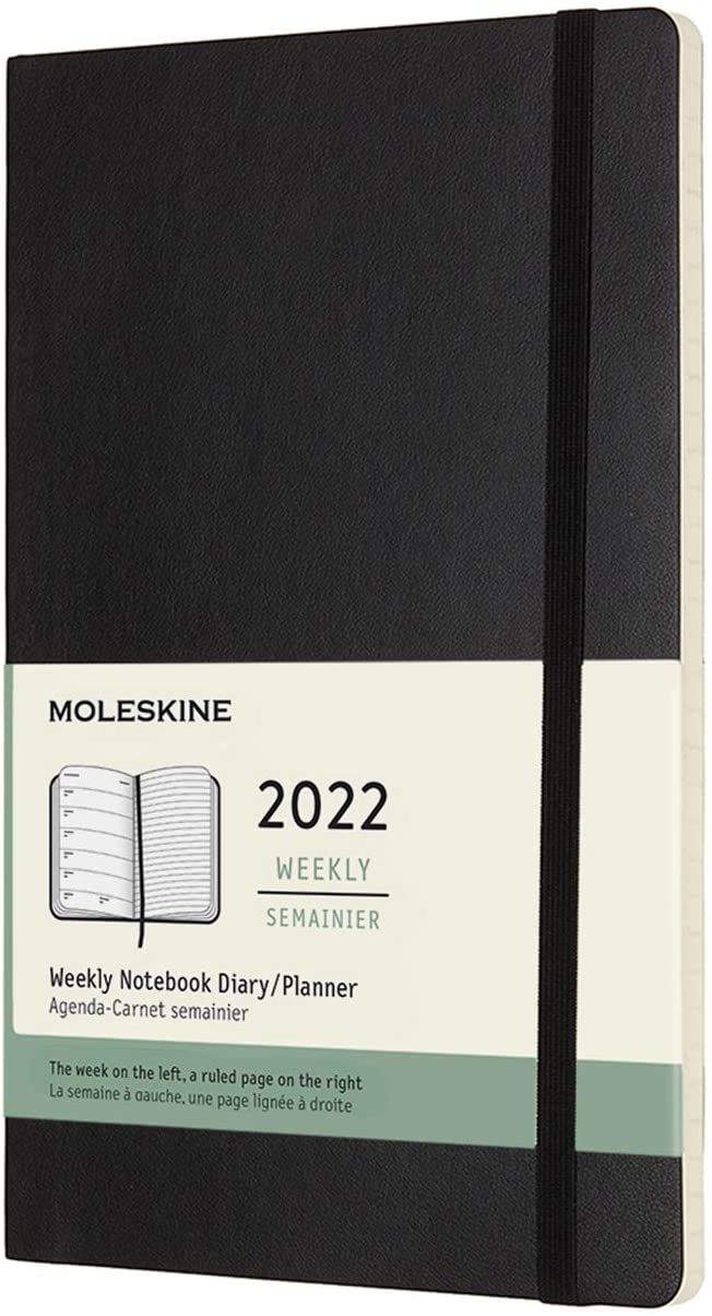 Agenda 2022 - 12-Month Weekly Planner - Large, Soft Cover - Black | Moleskine