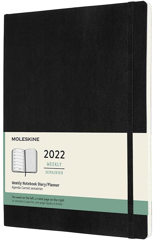 Agenda 2022 - 12-Month Weekly Planner - XL, Soft Cover - Black | Moleskine