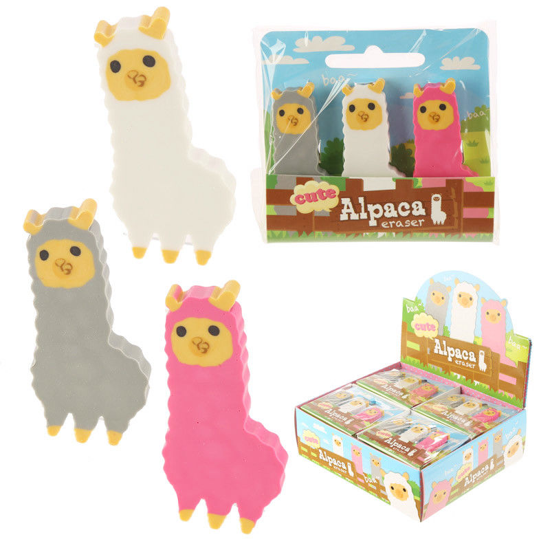 Set 3 gume de sters - Fun Cute Alpaca | Puckator