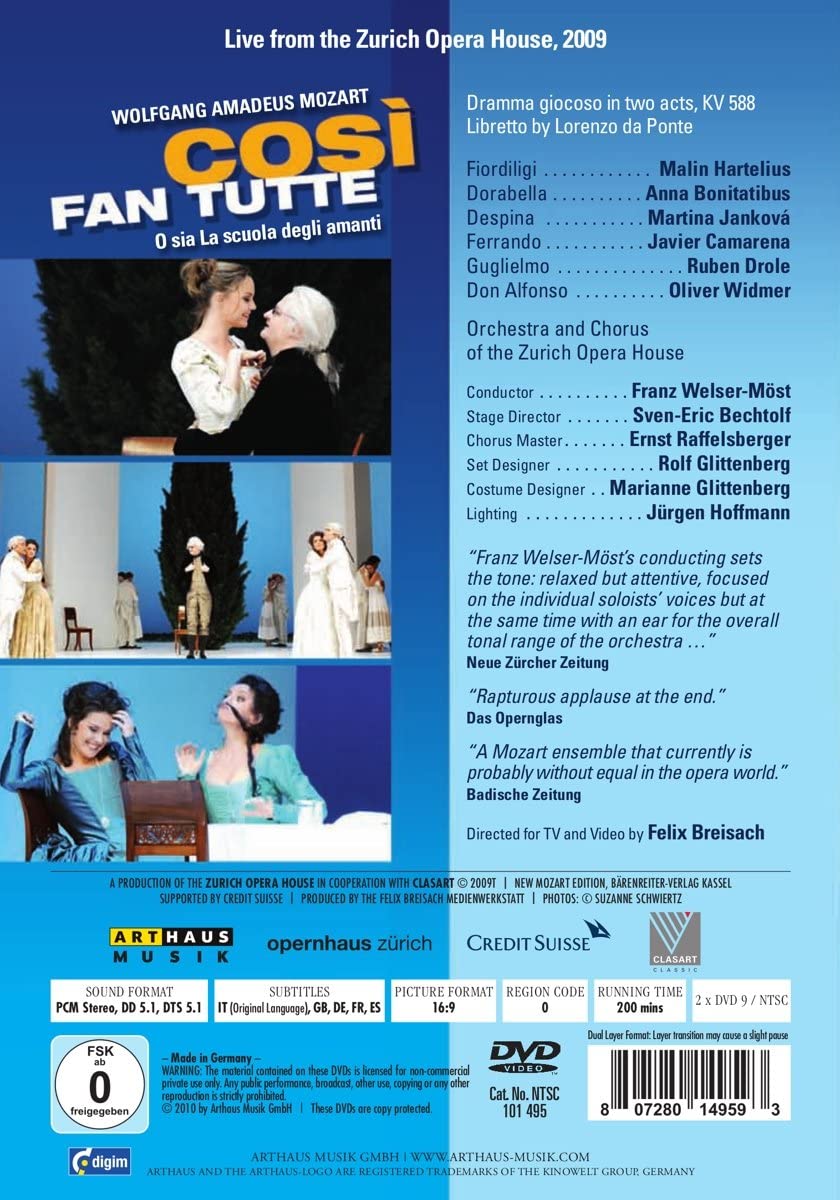 Mozart: Cosi Fan Tutte (DVD) | Orchestra and Chorus of the Zurich Opera House, Franz Welser-Most