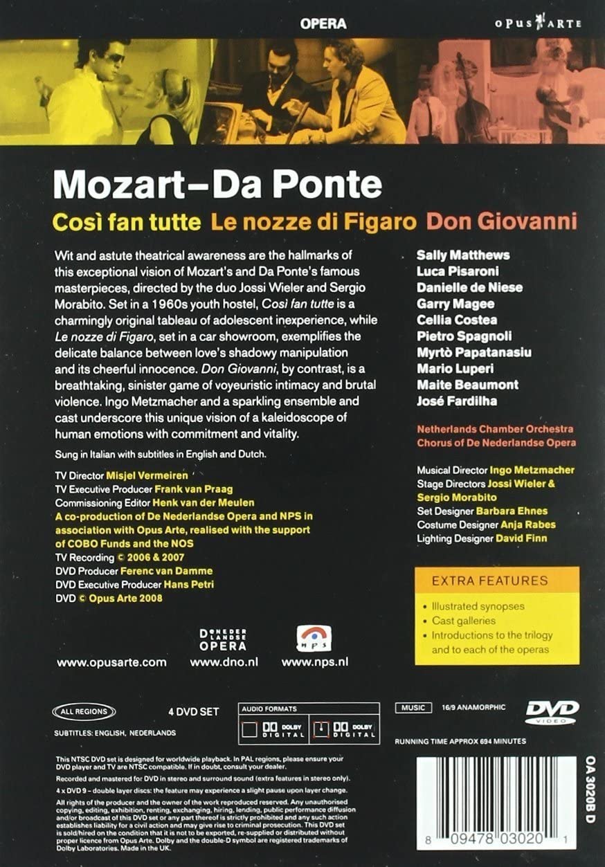 Mozart - Da Ponte: Cosi Fan Tutte; Le Nozze Di Figaro; Don Giovanni (DVD) | Sally Matthews, Luca Pisaroni, Danielle de Niese, Jossi Wieler, Sergio Morabito