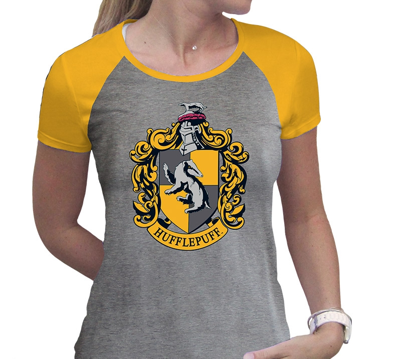 Tricou XL - Woman - Harry Potter - Hufflepuf - Grey and Yellow | AbyStyle