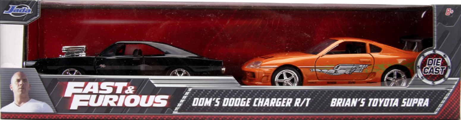 Set 2 masini metalice - Fast and Furious - Dodge & Brian\'s Toyota | Jada Toys