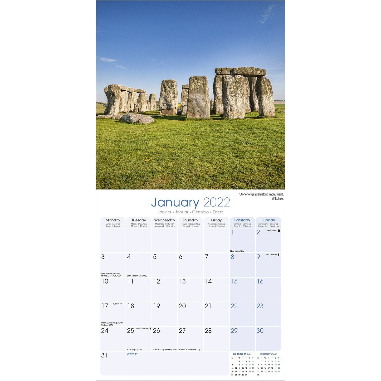 Calendar de perete 2022 - England | Avonside Publishing Ltd - 3 | YEO