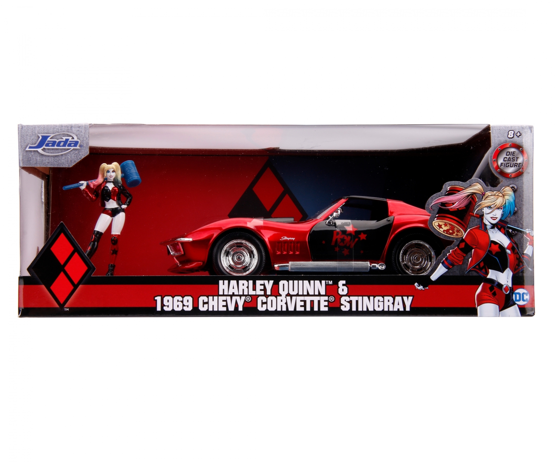 Set masinuta cu figurina - Harley Quinn & 1969 Chevy Corvette Stingray, 1:24 | Jada Toys - 7 | YEO