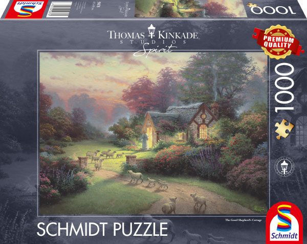 Puzzle 1000 de piese - Thomas Kinkade - The Good Shepherd‘s Cottage | Schmidt