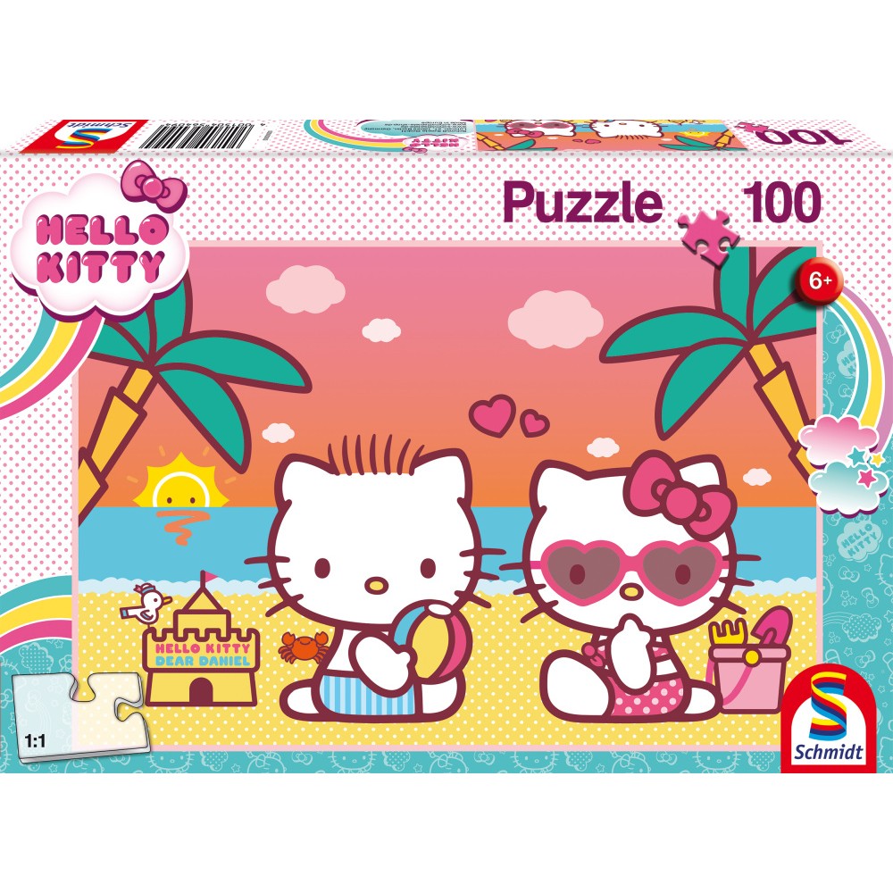 Puzzle 100 de piese - Distractie la plaja cu Kitty | Schmidt