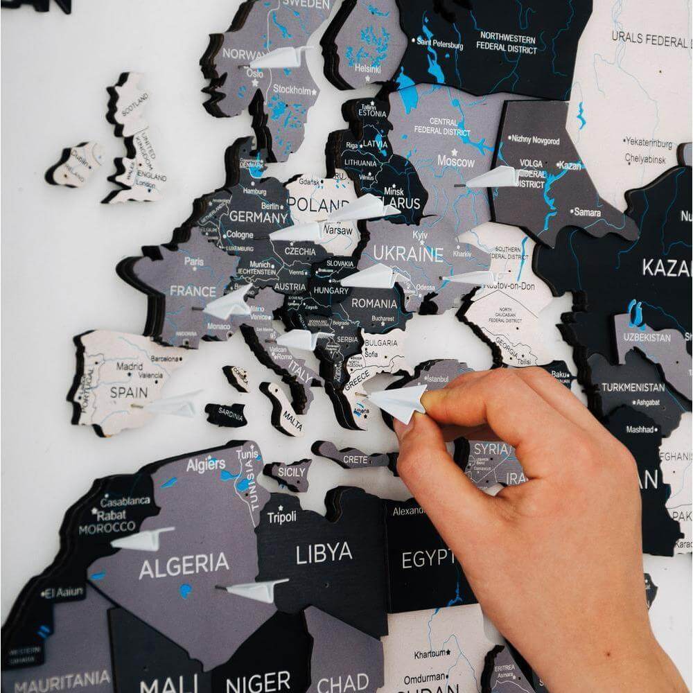 Harta lumii din lemn 3D - Nordik Basic M | Ugears