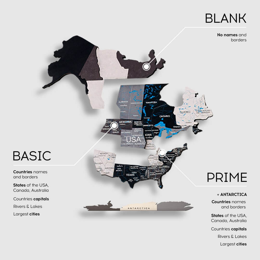 Harta lumii din lemn 3D - Nordik Basic M | Ugears - 5 | YEO