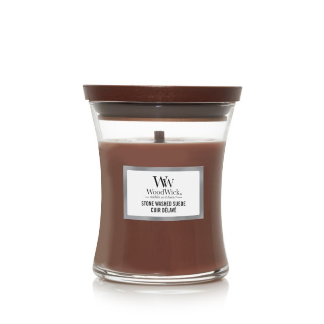 Lumanare parfumata - Stone Washed Suede, Medium Jar | WoodWick