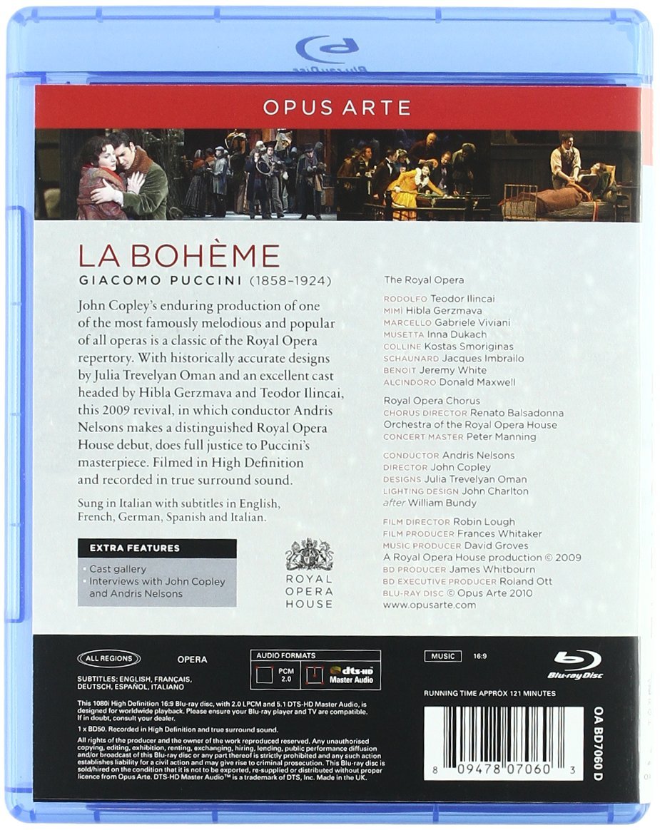 La Boheme, by Giacomo Puccini Blu Ray Disc | Giacomo Puccini, Andris Nelsons, Teodor Ilincai, John Copley - 1 | YEO