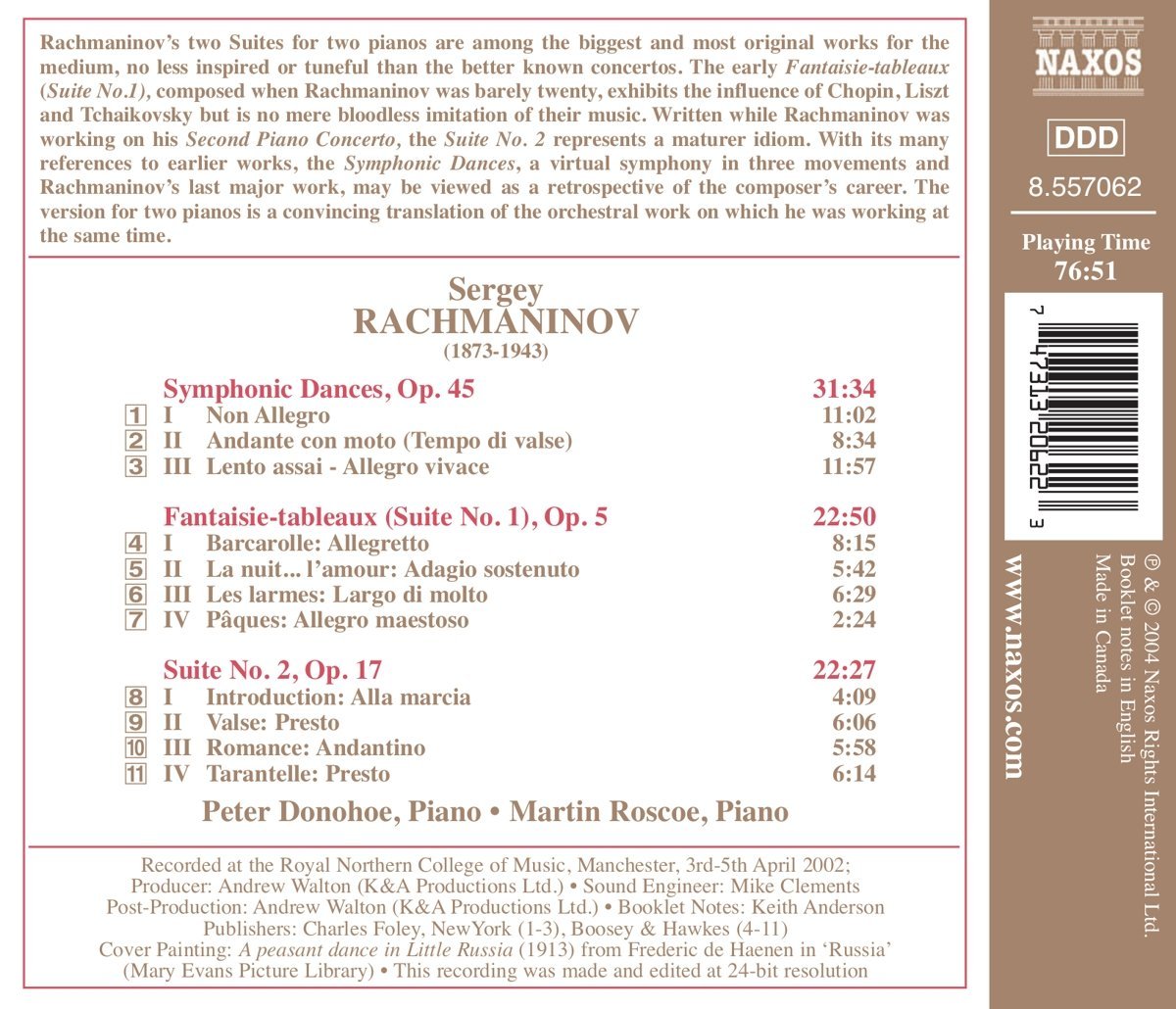 Rachmaninov - Works for Two Pianos | Sergey Rachmaninov, Martin Roscoe, Peter Donohoe - 1 | YEO