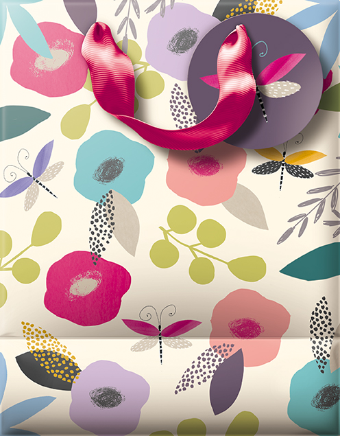 Punga de cadou - Medium - Floral on Purple | Great British Card Company image0