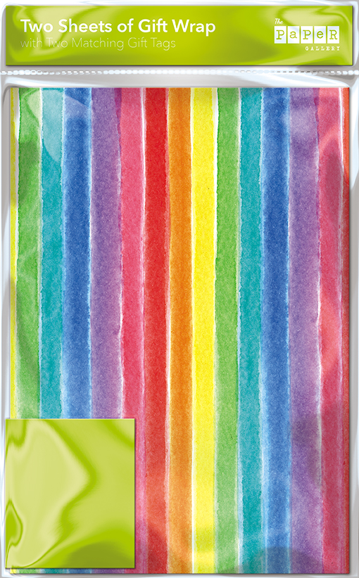 Hartie de impachetat - Rainbow Stripes Wrap & Tag | Great British Card Company image0