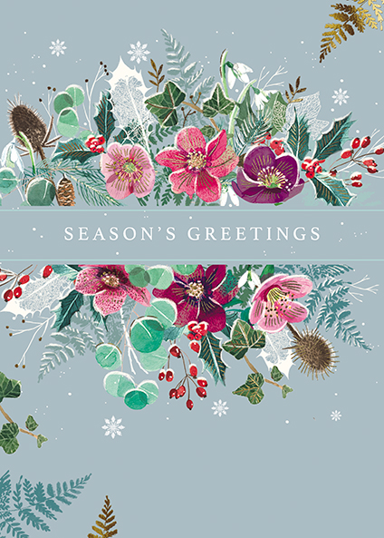 Felicitare - Season\'s Greetings - Winter Flowers | Great British Card Company
