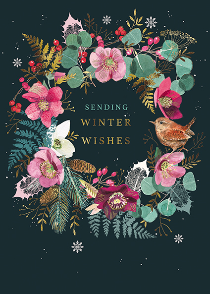 Felicitare - Dark Floral - Winter Wishes | Great British Card Company