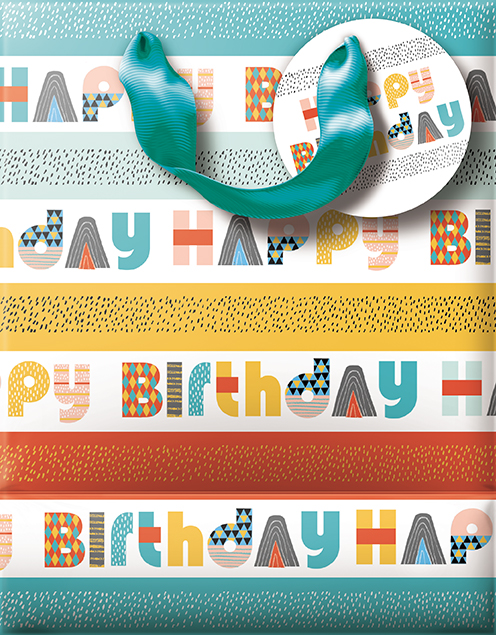 Punga de cadou - Medium - Happy Birthday - Retro | Great British Card Company image