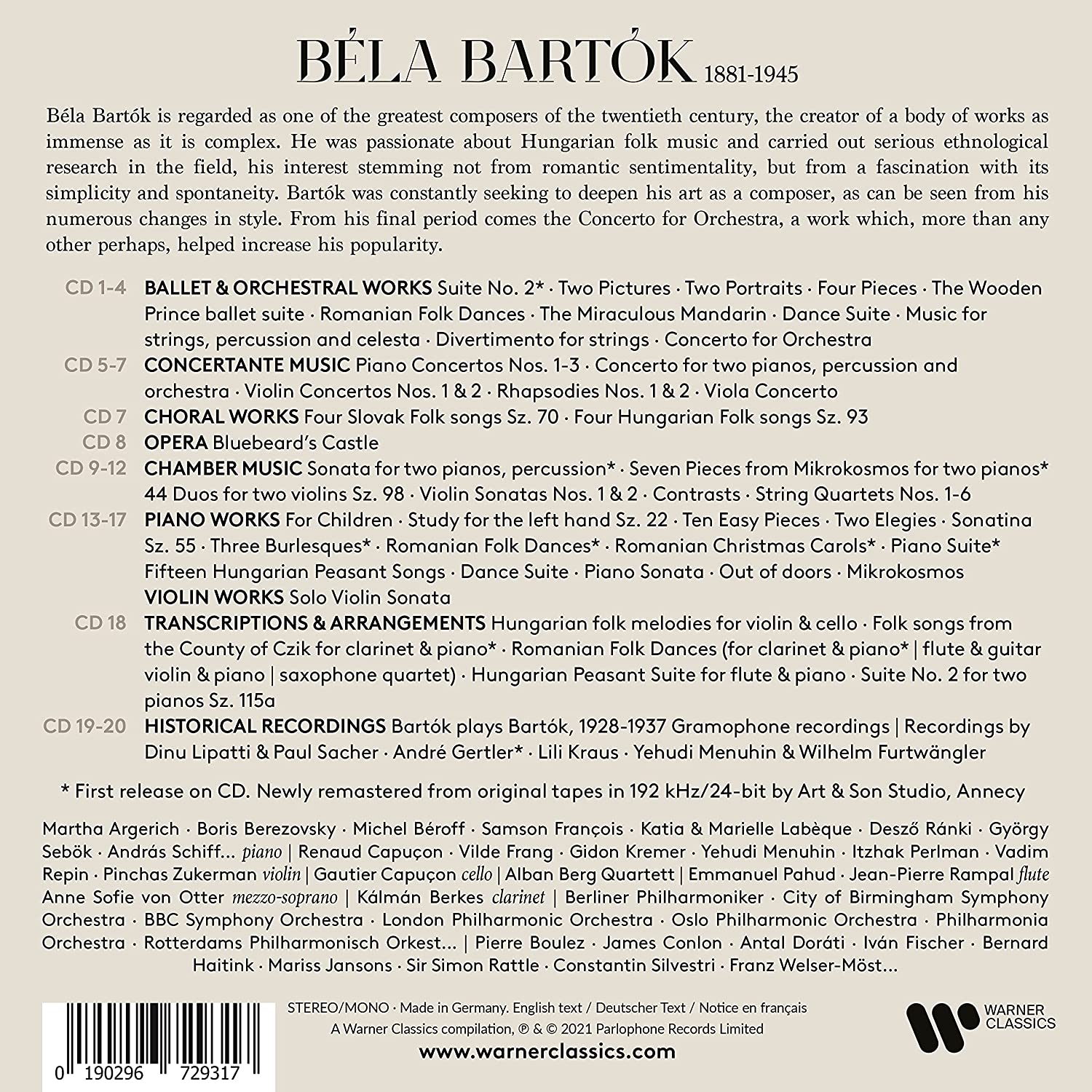 Bela Bartok - The Hungarian Soul (20CD) | Various Artists