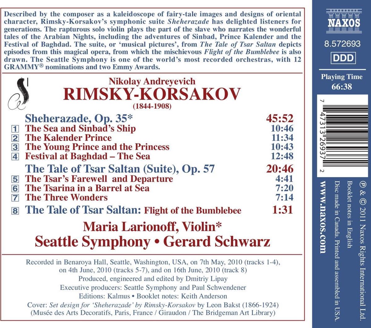 Rimsky-Korsakov: Scheherazade | Nikolay Rimsky-Korsakov, Maria Laronioff, Gerard Schwarz, Seattle Symphony Orchestra