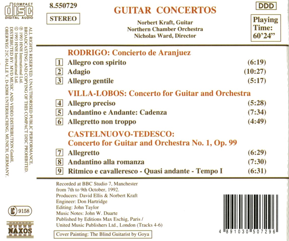 Guitar Concertos: Concierto De Aranjuez | Joaquin Rodrigo, Heitor Villa-Lobos, Mario Castelnuovo-Tedesco