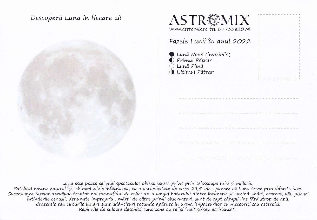 Carte postala - Fazele Lunii 2022 | Astromix