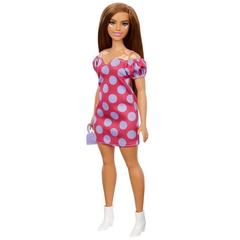 Papusa - Barbie Fashionistas - Satena cu rochie roz cu buline | Mattel - 2 | YEO