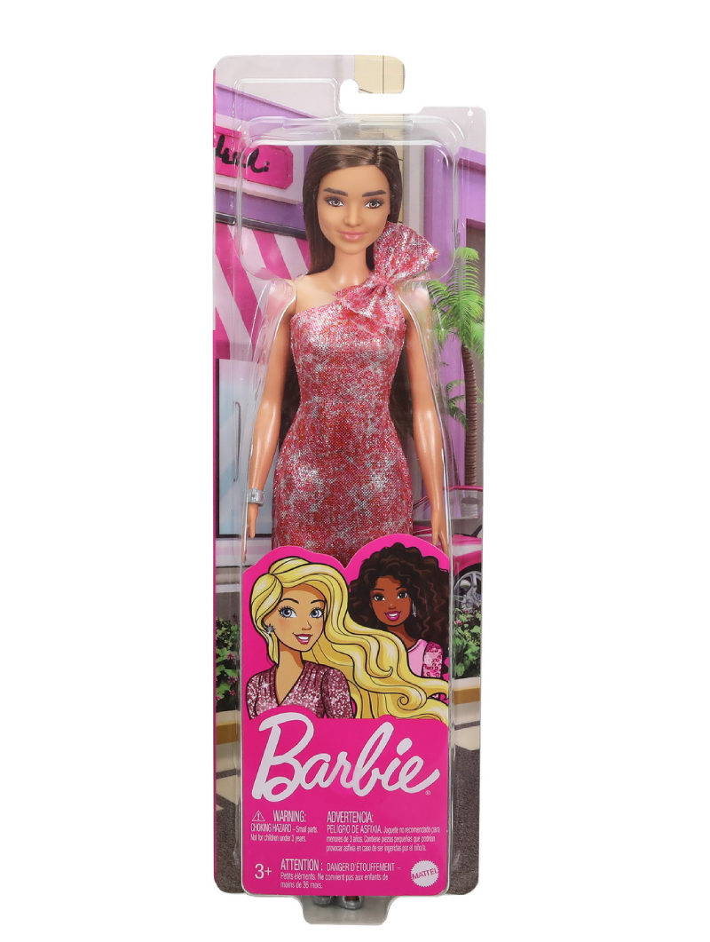 Papusa - Barbie Fashionistas - Satena cu Rochita Stralucioare Rosie | Mattel