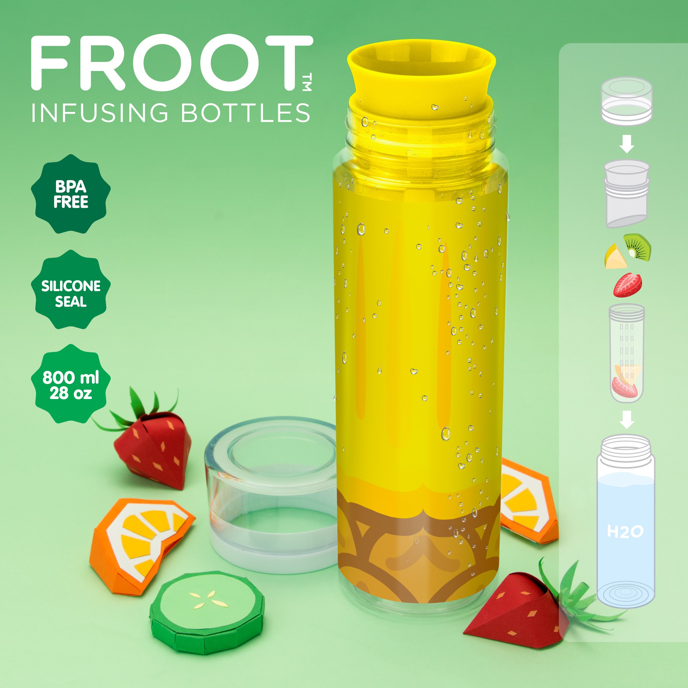 Sticla Cu Infuzor Pentru Fructe - Pineapple | Just Mustard