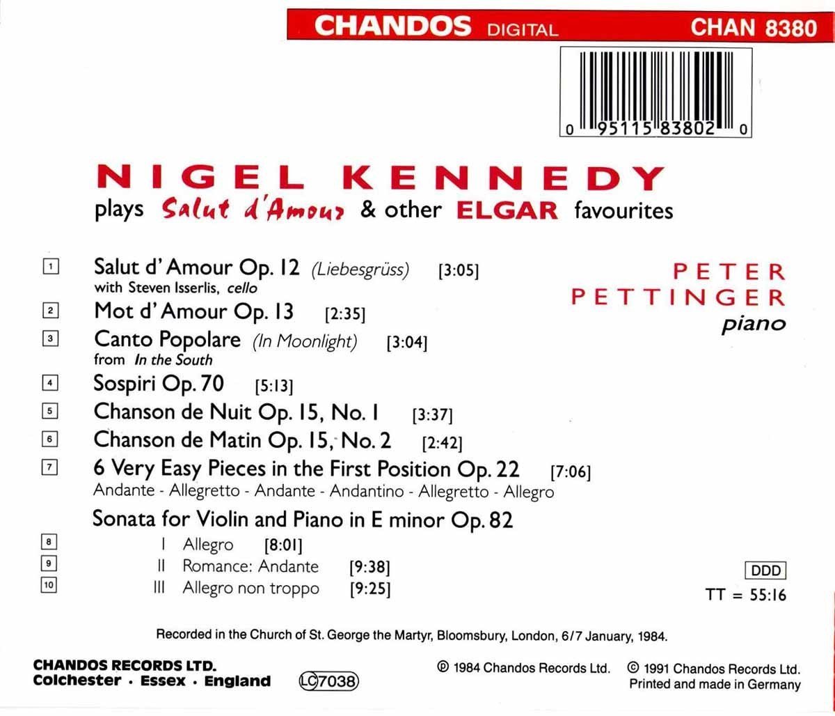 Nigel Kennedy plays Salut d\'Amour & other Elgar Favourites | Edward Elgar, Nigel Kennedy, Peter Pettinger - 1 | YEO