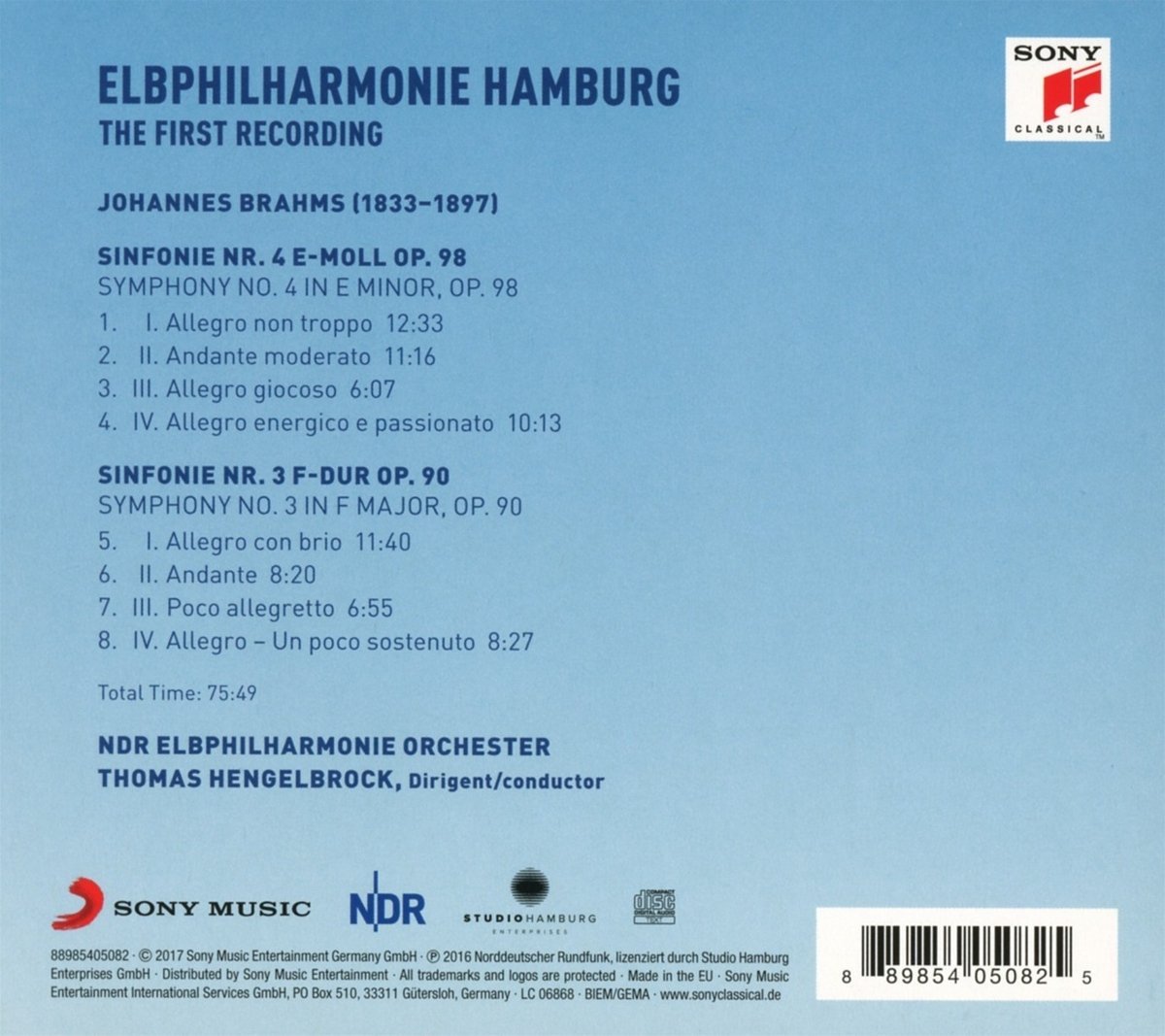 Elbphilharmonie First Recording - Brahms: Symphonies Nos. 3 & 4 | Thomas Hengelbrock