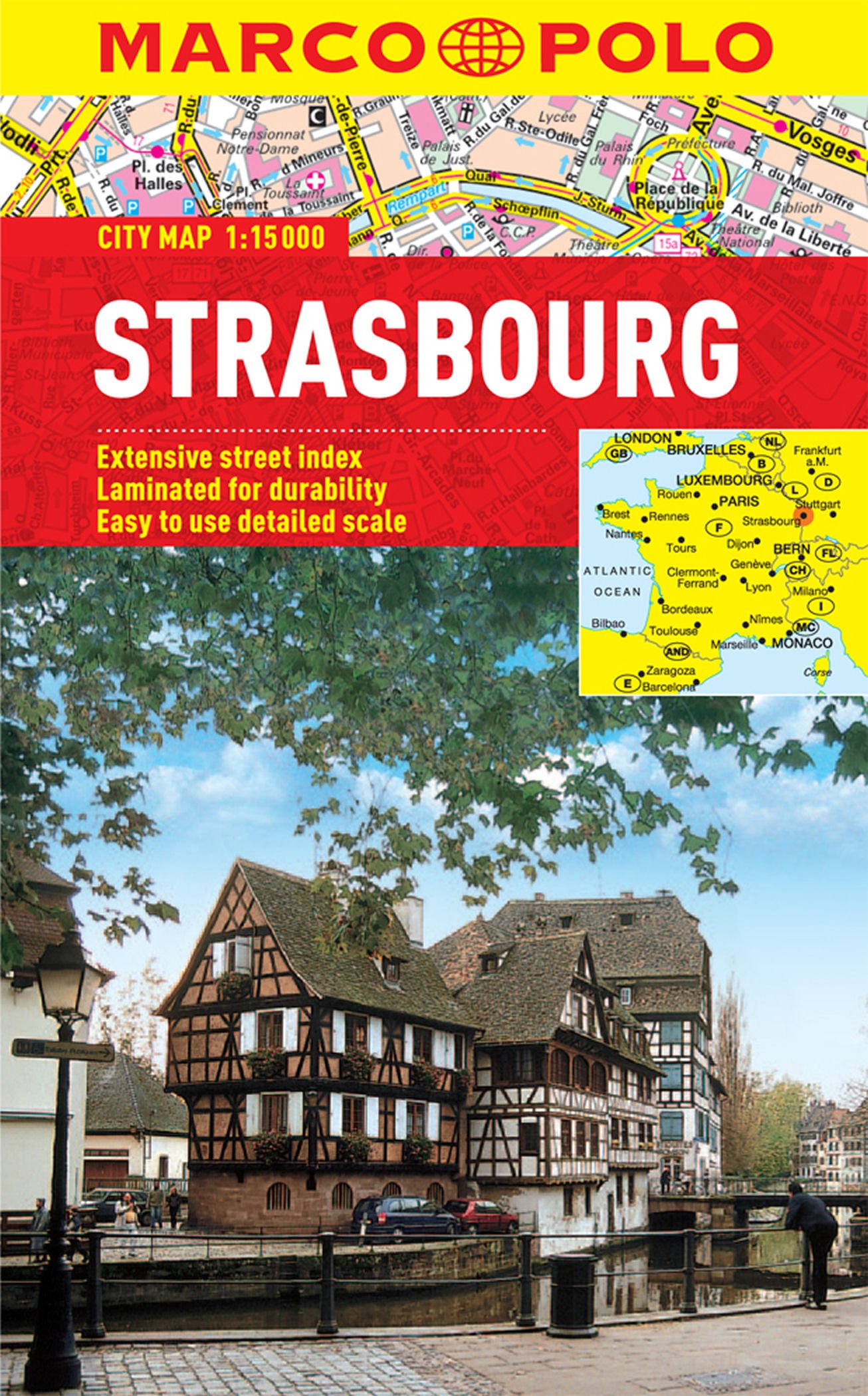 Strasbourg Marco Polo Laminated City Map |