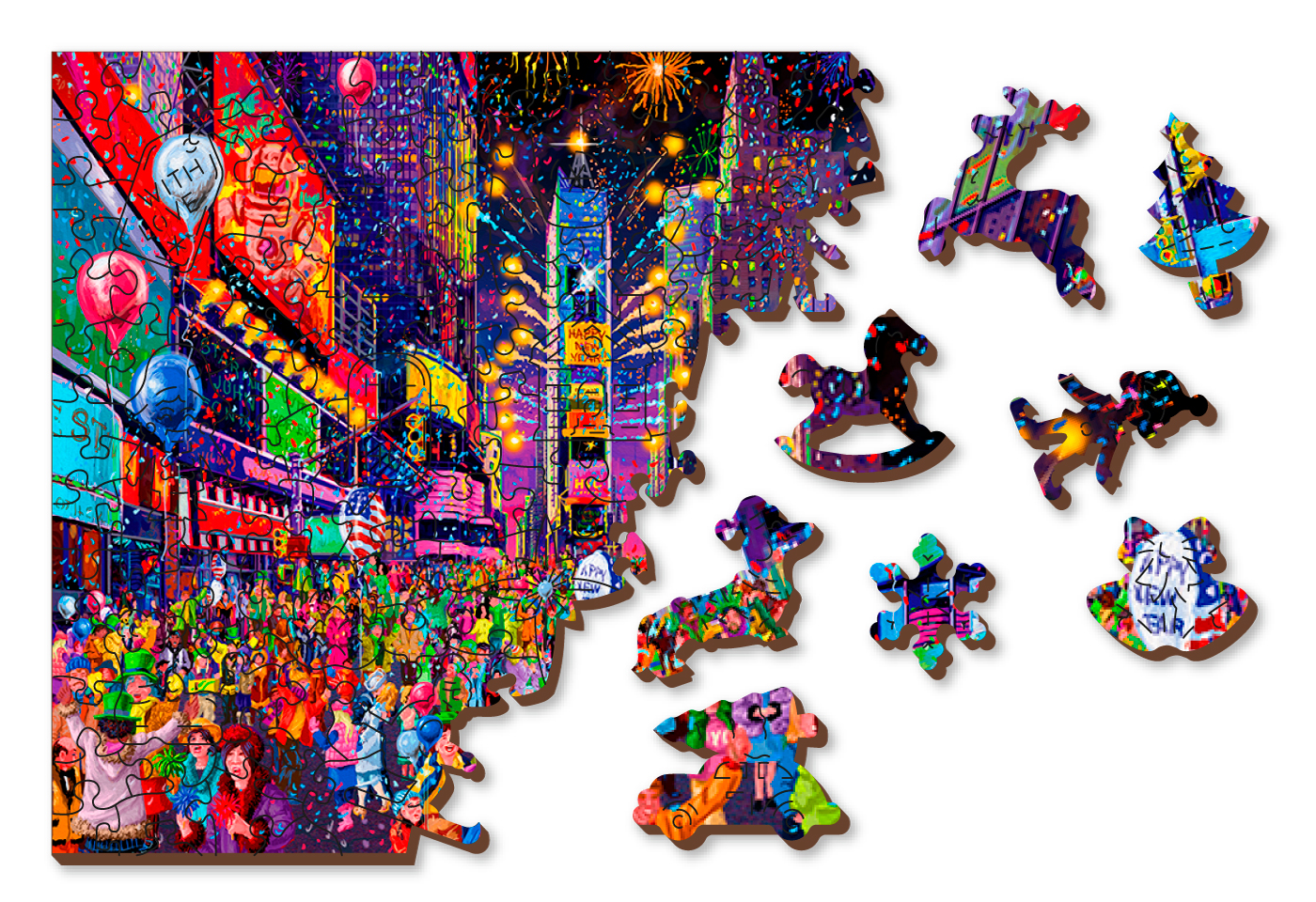 Puzzle din lemn - XL - New Year`s Eve | Wooden City - 1