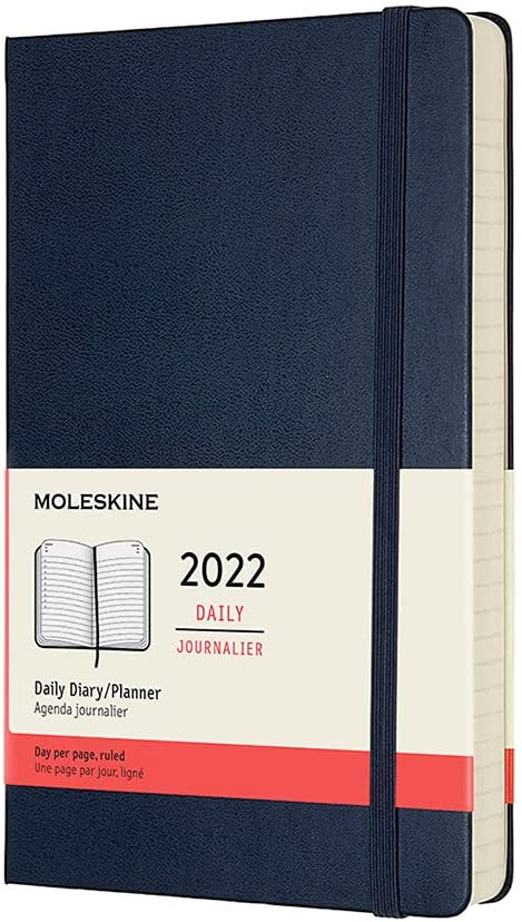 Agenda 2022 - 12-Month Daily Planner - Large, Hard Cover - Sapphire Blue | Moleskine