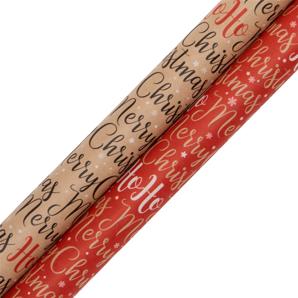 Hartie de impachetat - Roll Wrap - Merry Christmas Kraft, 3 m - mai multe culori | Glick