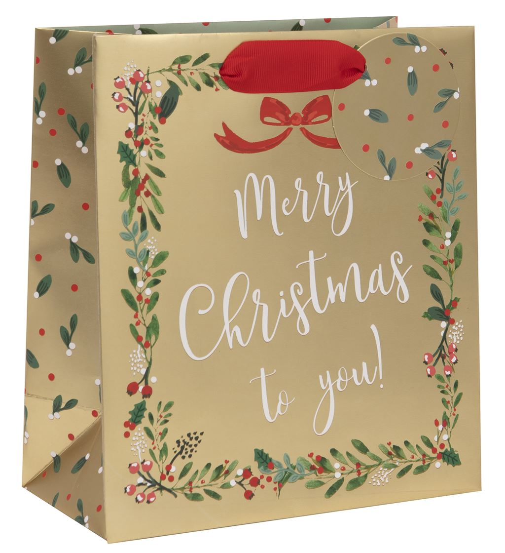 Punga de cadou - Medium - Golden Merry Christmas | Glick