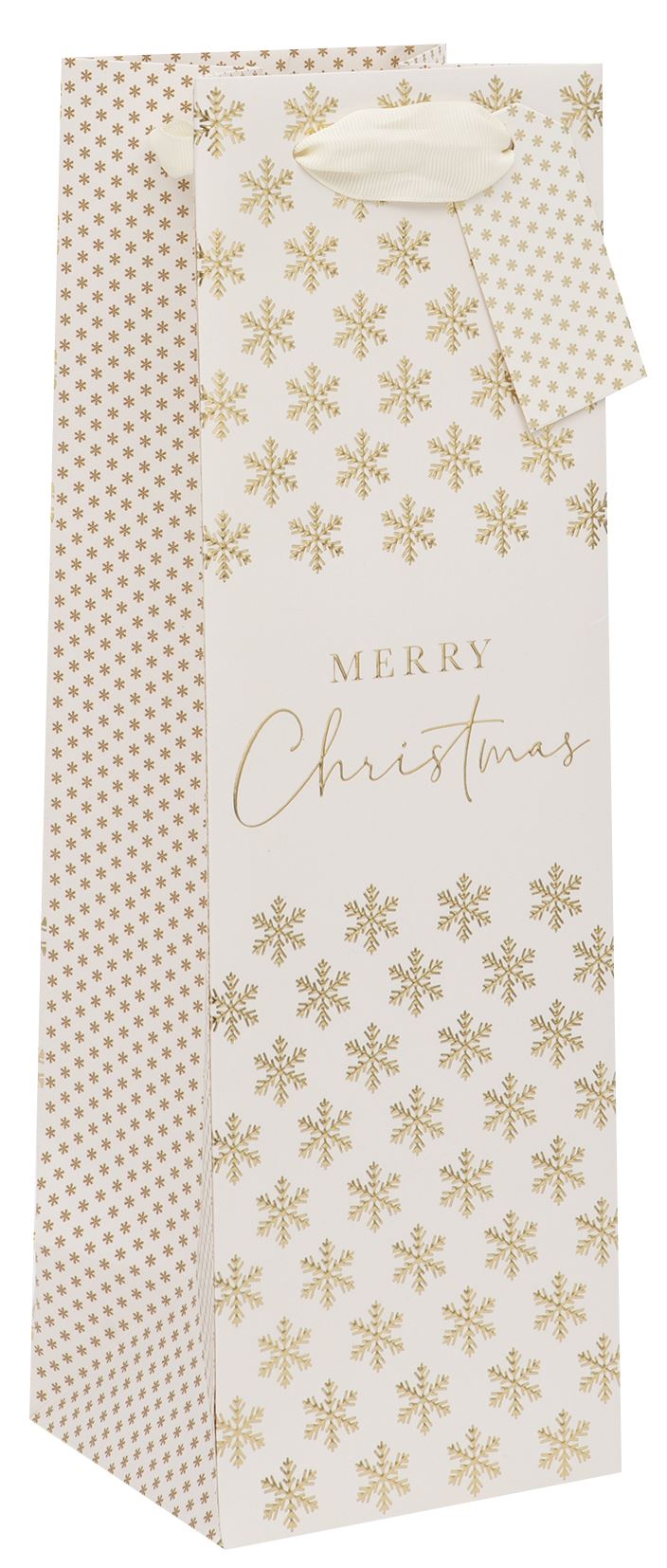 Punga de cadou - Bottle - Embossed Snowflakes - Gold | Glick