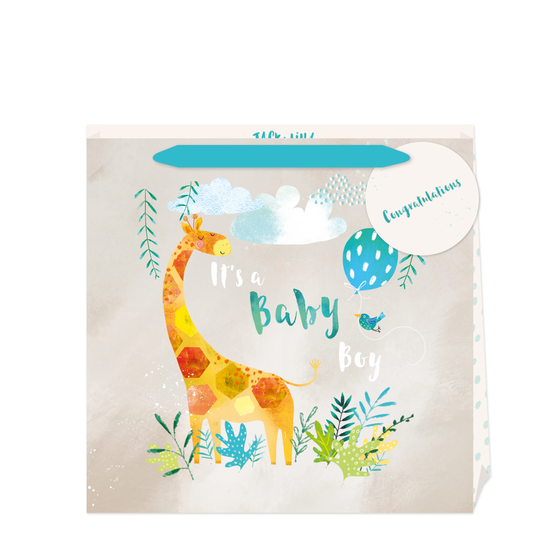 Punga de cadou - Large - Jack & Lily - Baby Boy - Giraffe | Penny Kennedy