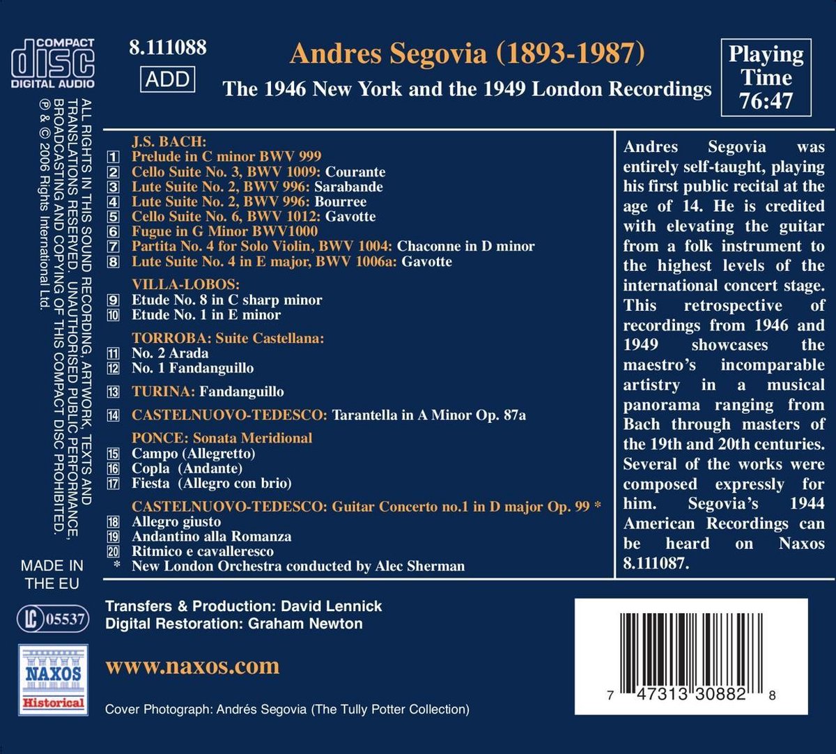 Segovia: The 1946 New York and the 1949 London Recordings | Andres Segovia