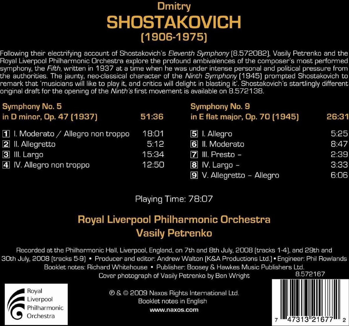 Shostakovich: Symphonies Nos. 5 & 9 | Dmitri Shostakovich, Vasily Petrenko, Royal Liverpool Philharmonic Orchestra