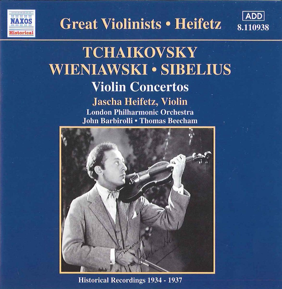 Violin Concertos. Heifetz (1935 - 1937) | Jean Sibelius, Pyotr Ilyich Tchaikovsky, Henryk Wieniawski