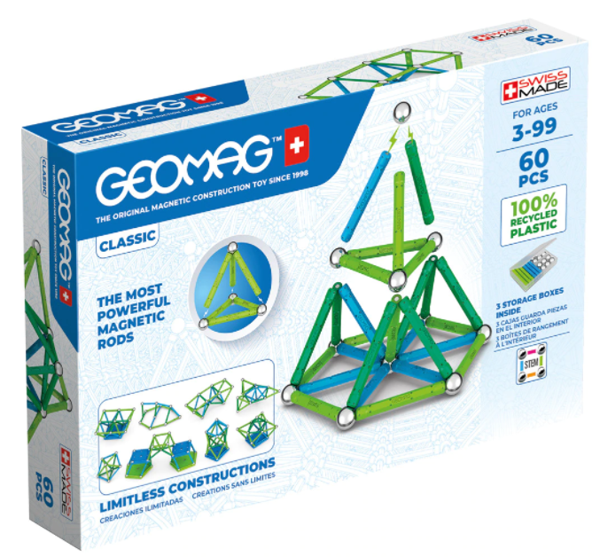  Set de constructie - Classic - Green Line 60 piese | Geomag 