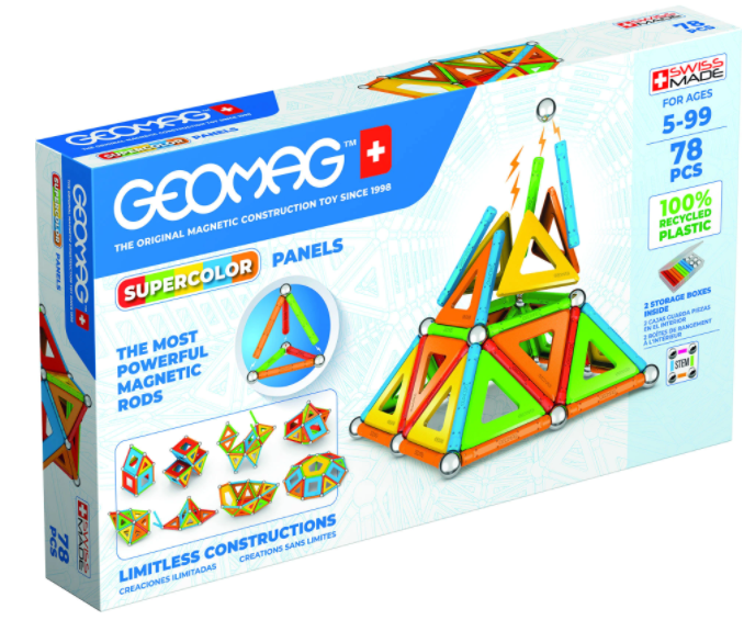 Set de constructie magnetic Supercolor Panels Recycled 78 piese | Geomag