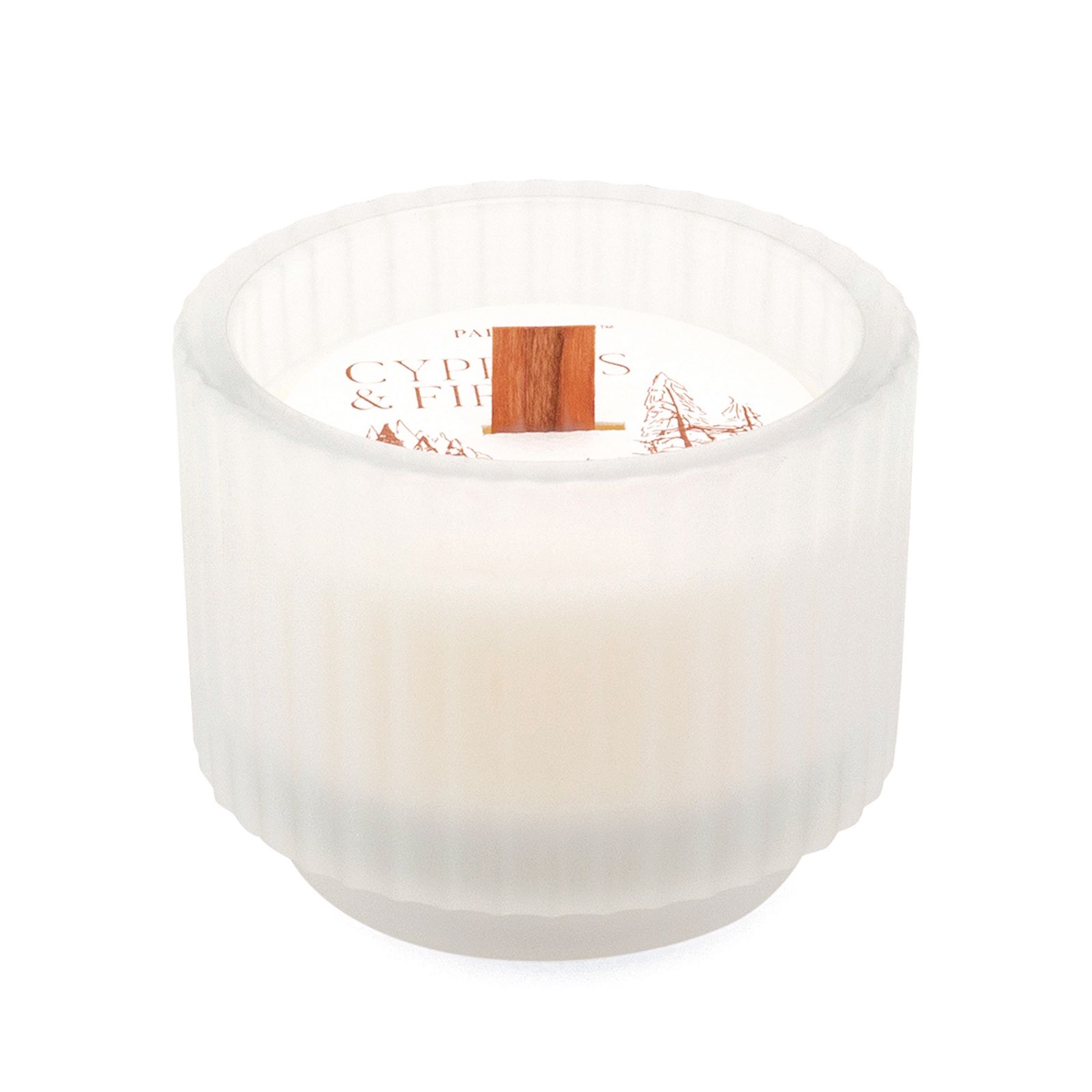 Lumanare - Cypress Fir Holiday - Small White Frosted Glass and Crackling Wood Wick, 141g | Paddywax