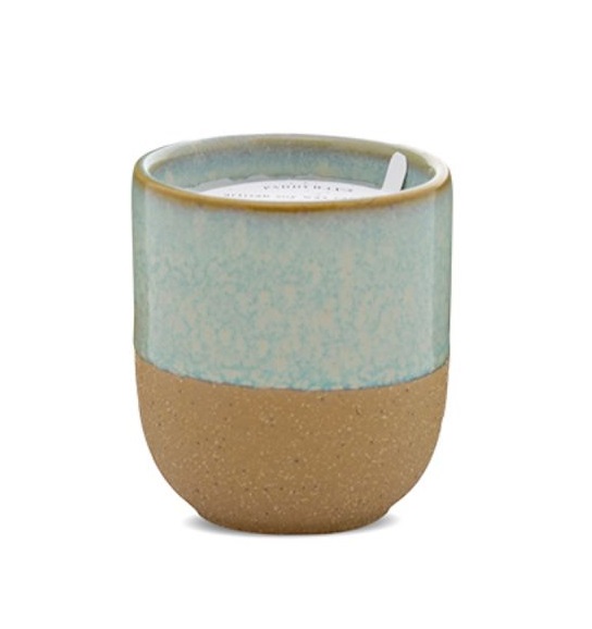 Lumanare - Kin Mint Green Reactive Dripped Glaze On Raw Ceramic Base Matcha Tea + Bergamot | Paddywax