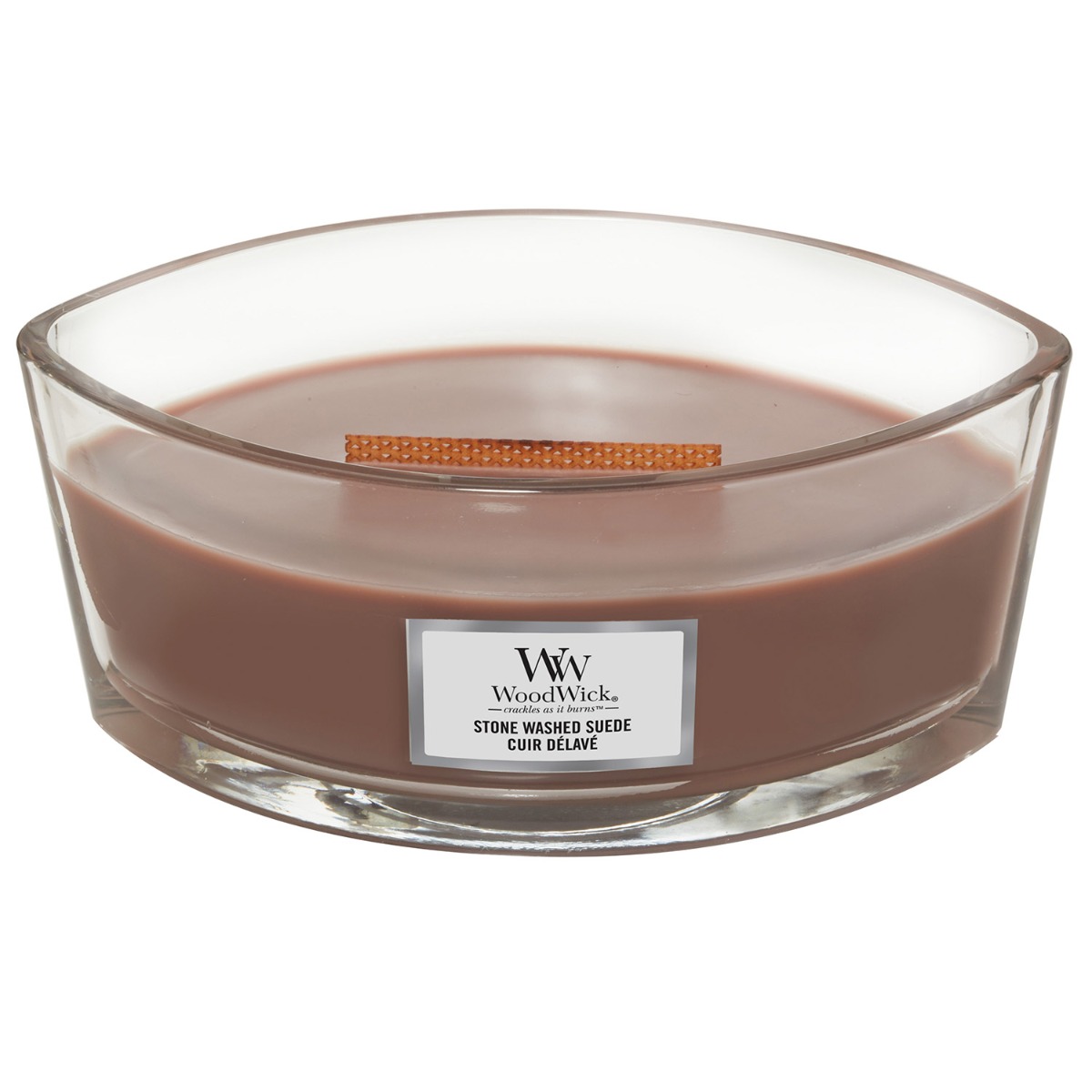 Lumanare parfumata - Stone Washed Suede, Ellipse Jar | WoodWick