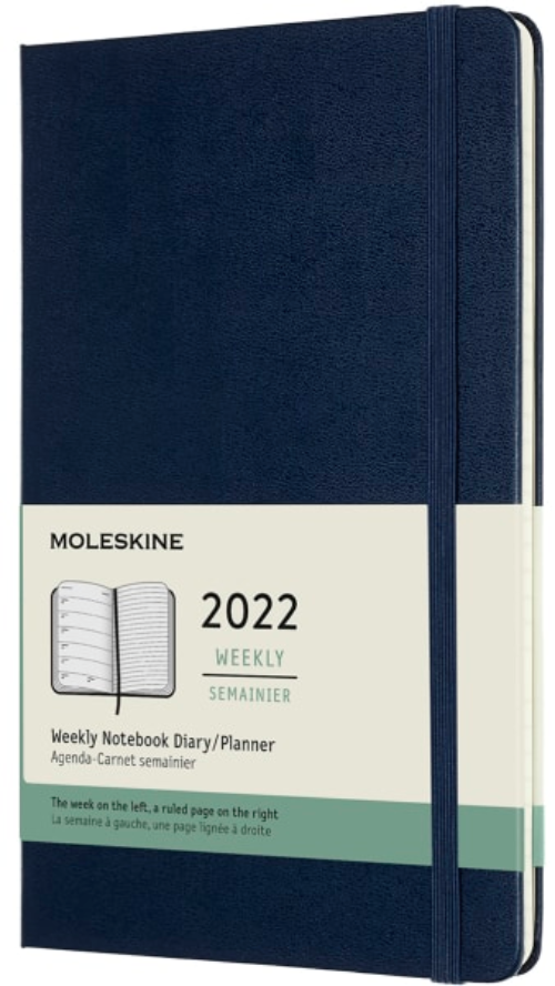 Agenda 2022 - 12-Month Weekly Planner - Large, Hard Cover - Sapphire Blue | Moleskine